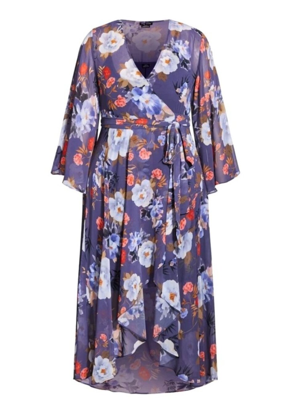 City Chic Kennedy Maxi Dress Plus Size L/20 Lilac Gentle Blossom Sheer Floral